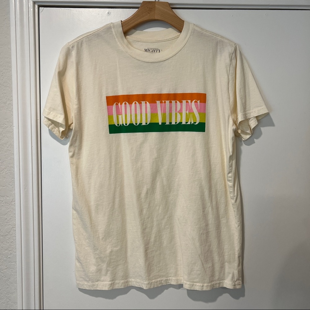 Mighty Fine Good Vibes T shirt beige large